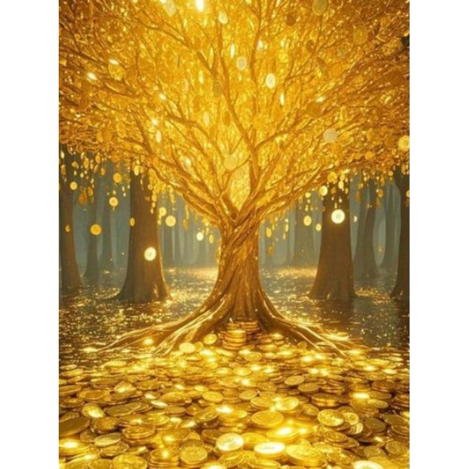 Wallpaper Art And Craft - RUOPOTY The Golden Tree 5d Diamond