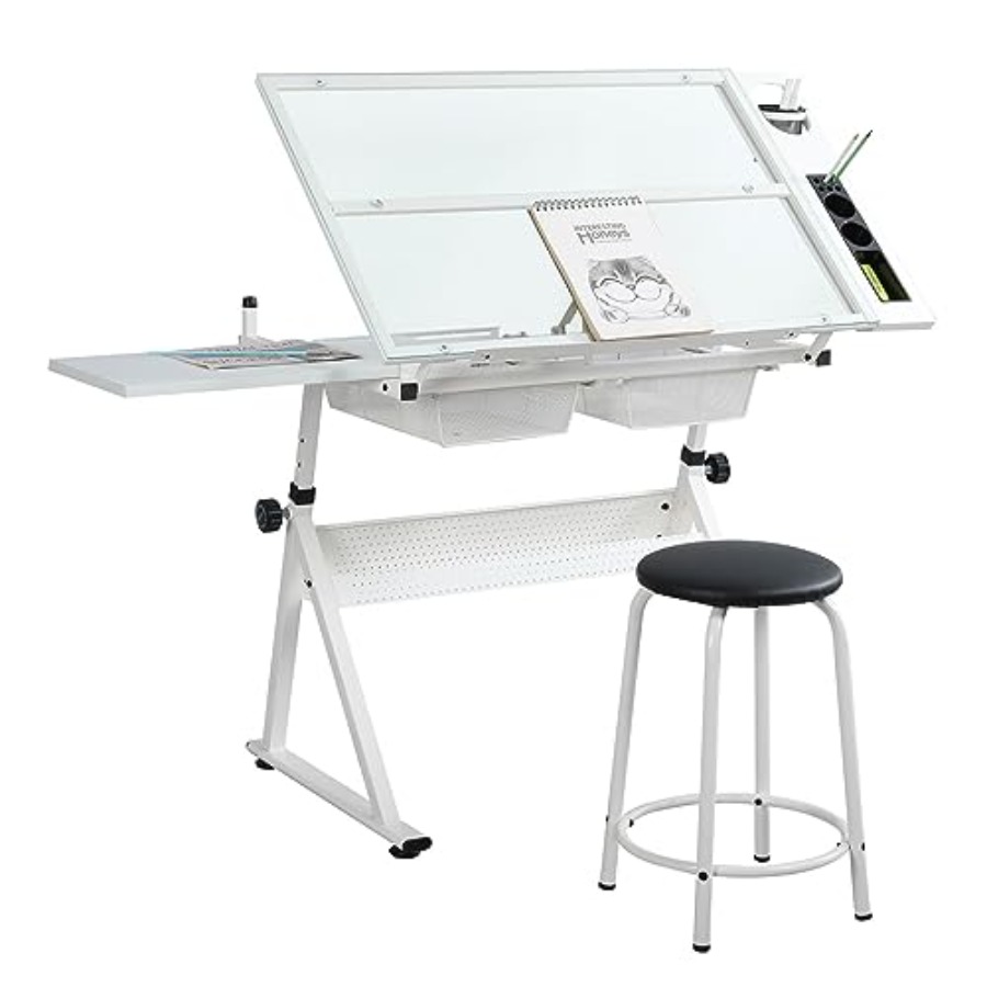 Art & Craft Fair - Drafting Table with Stool Modern Adjustable