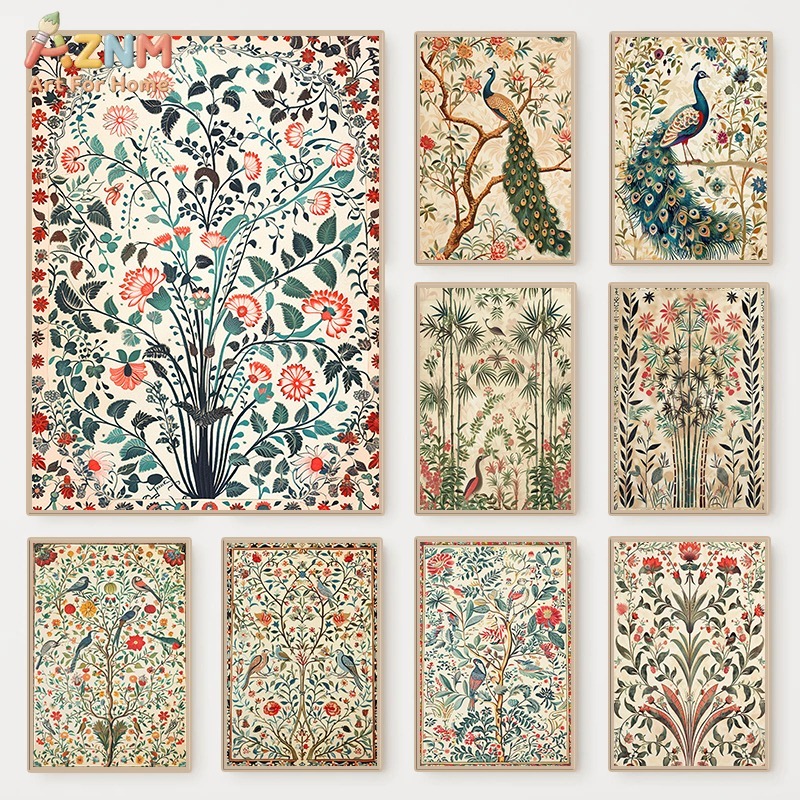 Art Craft William Morris - AZNM Vintage Peacock Floral Canvas Wall