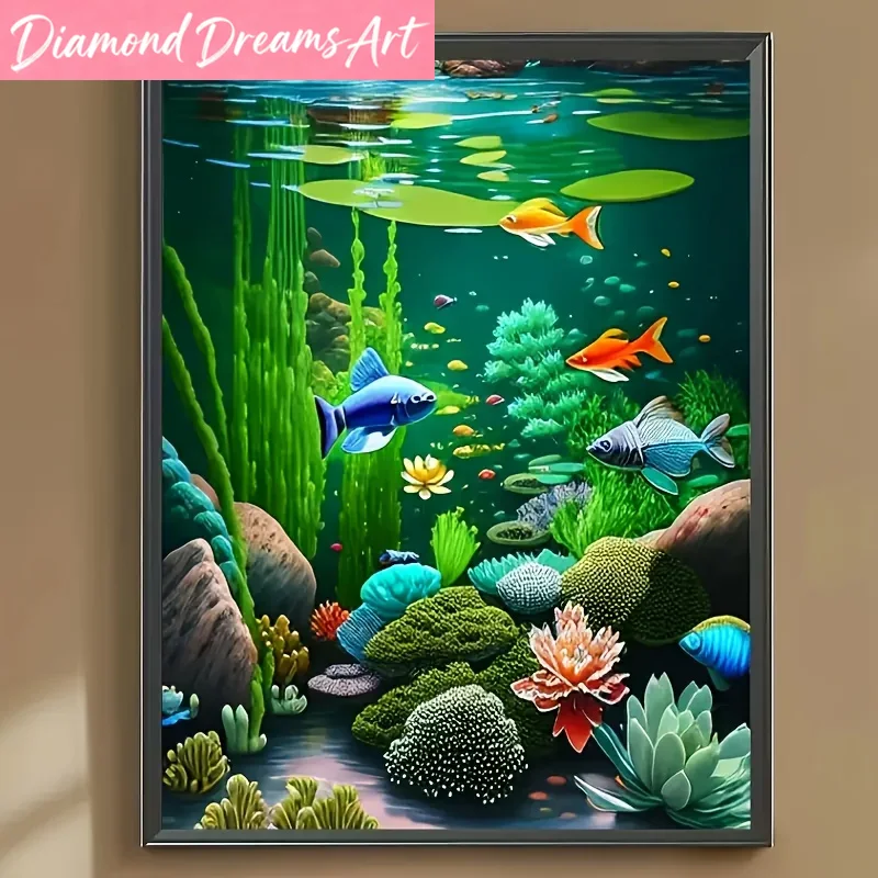 Wallpaper Art And Craft - Frameless,Diamond Art Painting Underwater World Full