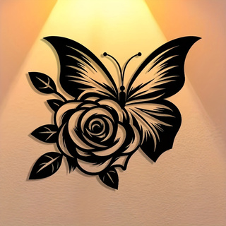 1 Iron Butterfly Rose Metal Wa - Art Craft Logo Design บทวิจารณ์และราคา