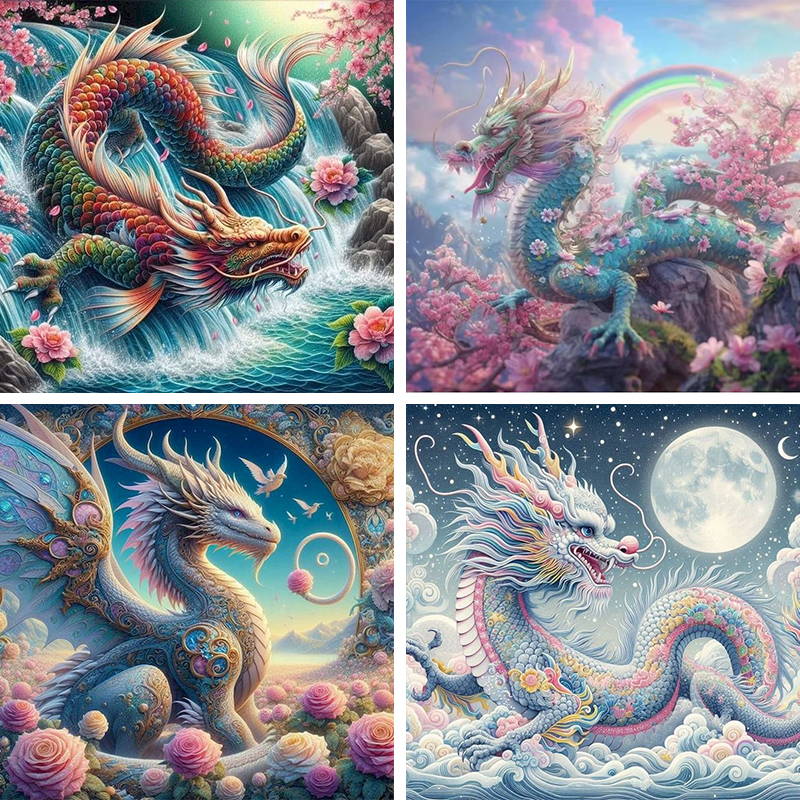 GATYZTORY Dragon Diamond Paint - Wallpaper Art And Craft บทวิจารณ์และราคา