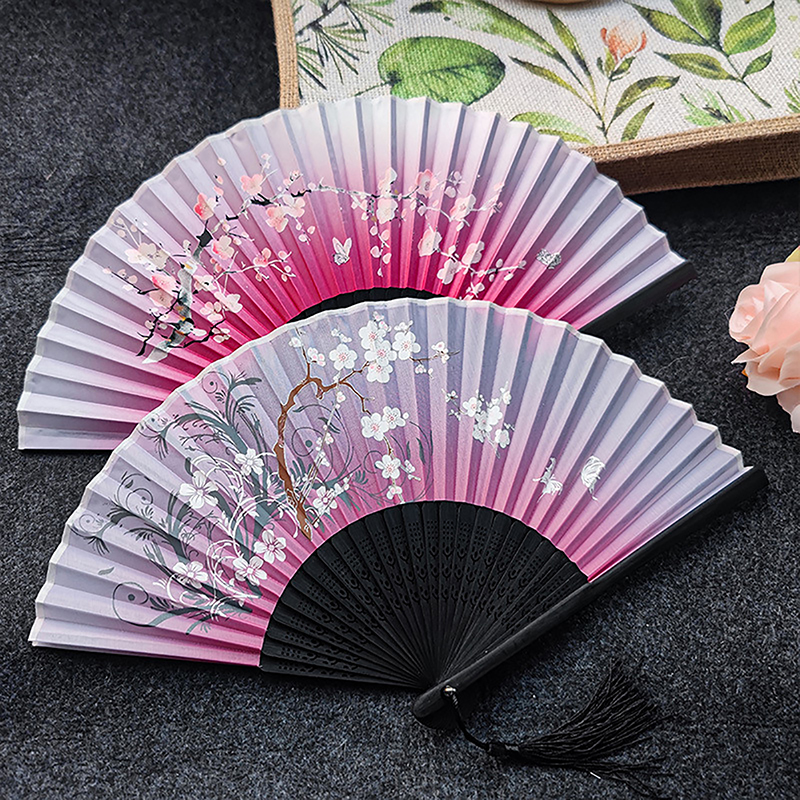 Vintage Style Silk Folding Fan - Art Craft Website บทวิจารณ์และราคา