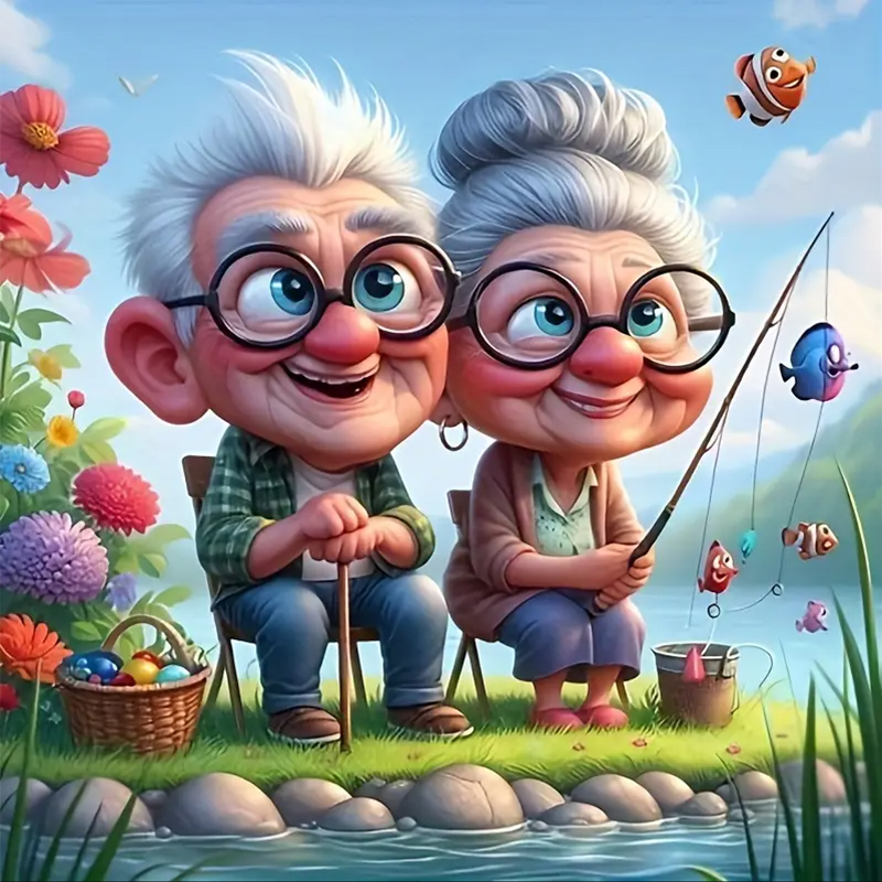 Grandparents Fishing Diamond P - Art Craft Website บทวิจารณ์และราคา