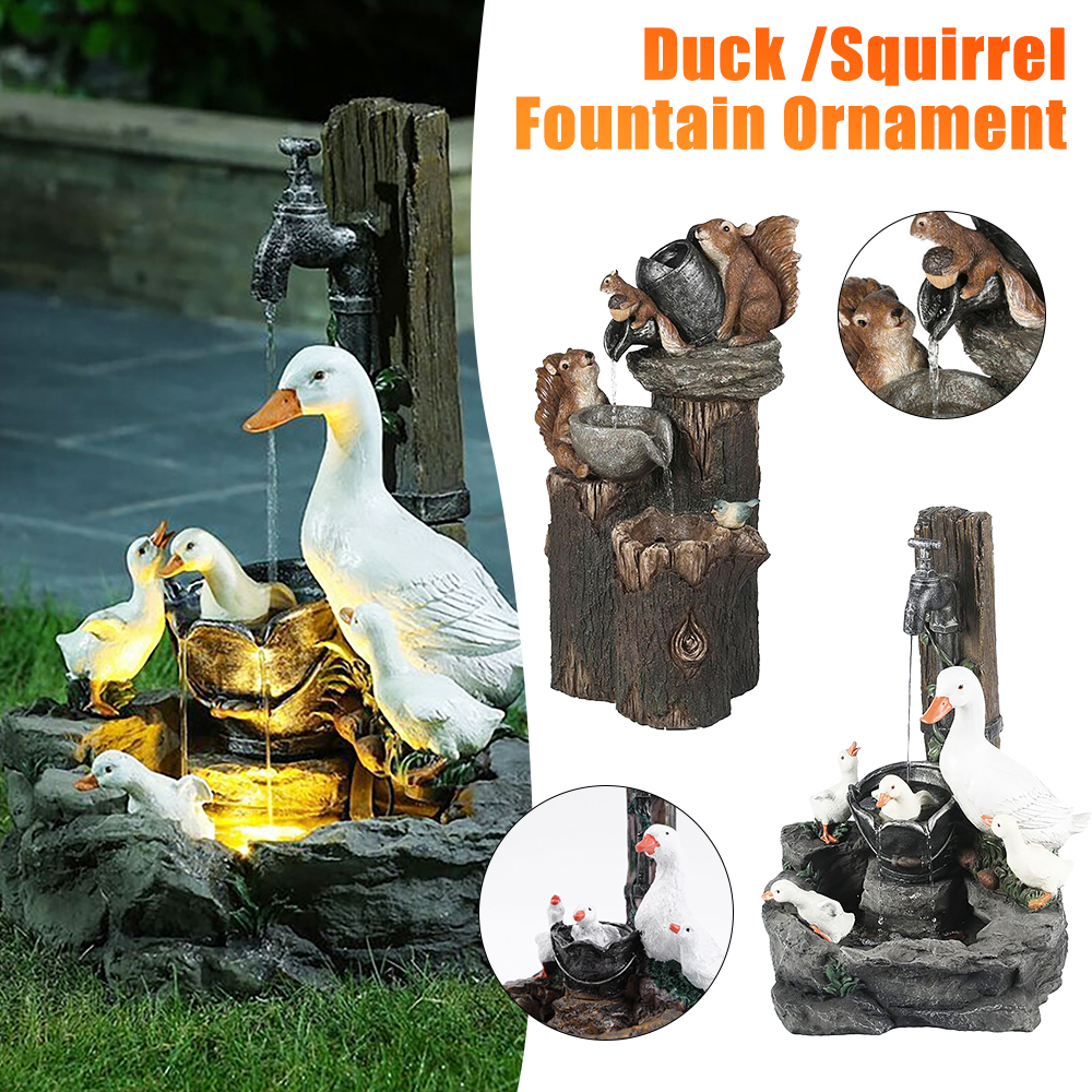 Duck Squirrel Solar Fountain O - Art Craft Duck บทวิจารณ์และราคา