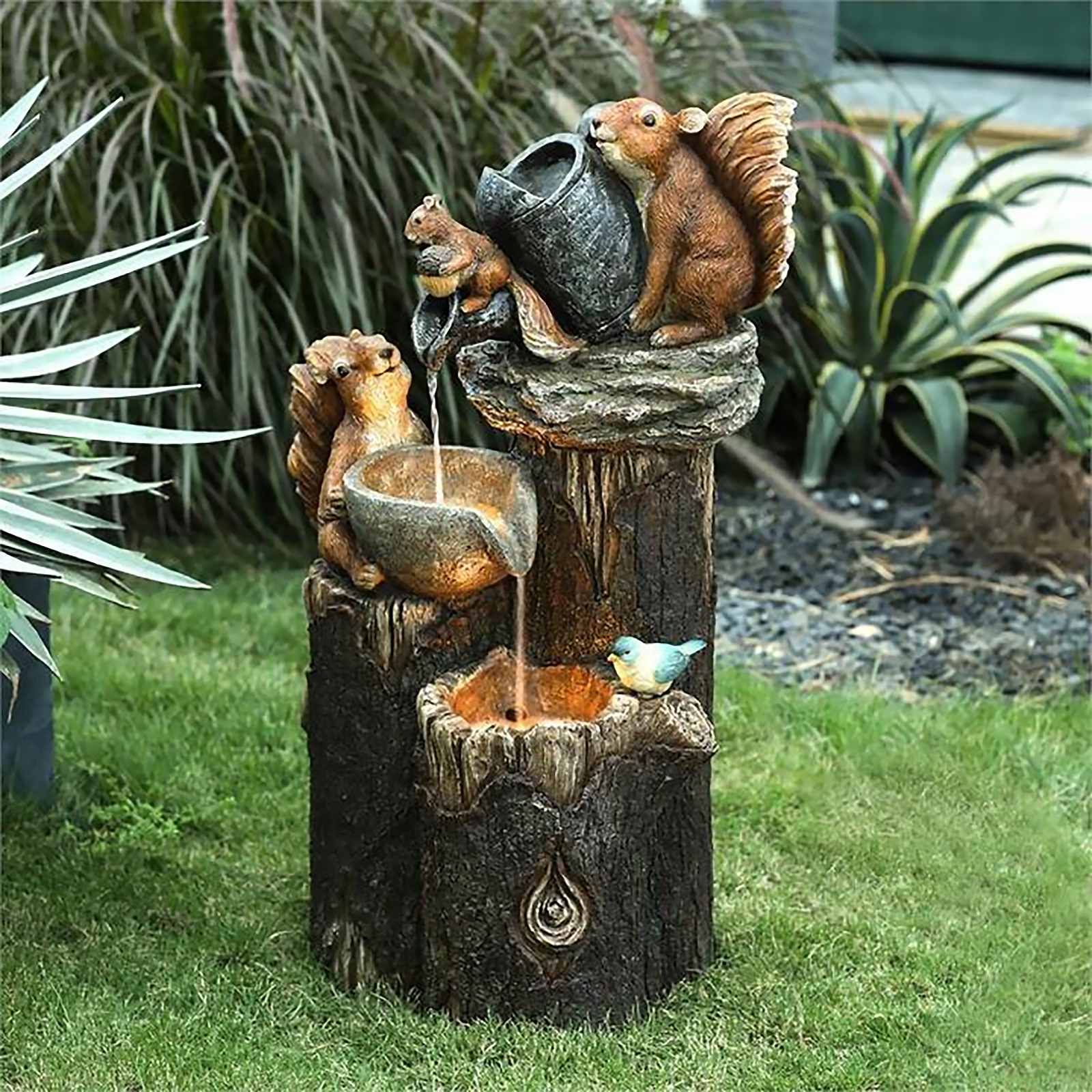 Duck Squirrel Solar Fountain O - Art Craft Duck บทวิจารณ์และราคา