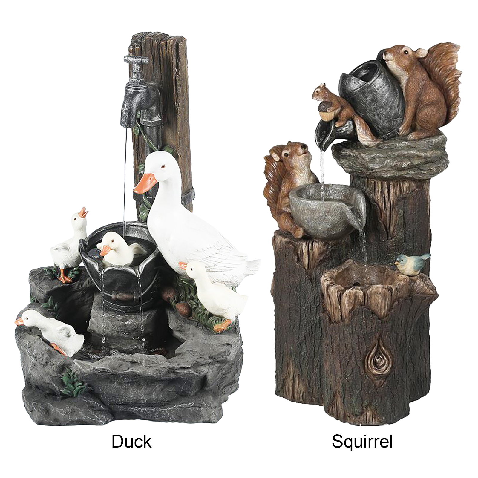 Duck Squirrel Solar Fountain O - Art Craft Duck บทวิจารณ์และราคา