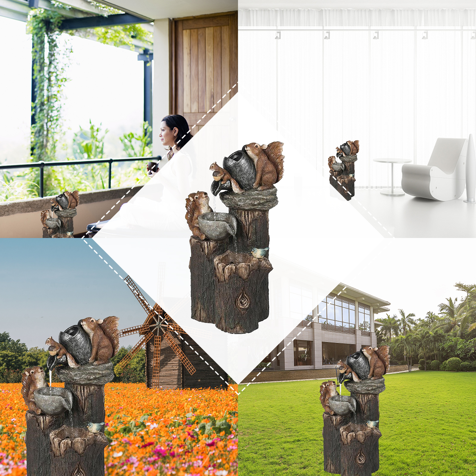 Duck Squirrel Solar Fountain O - Art Craft Duck บทวิจารณ์และราคา