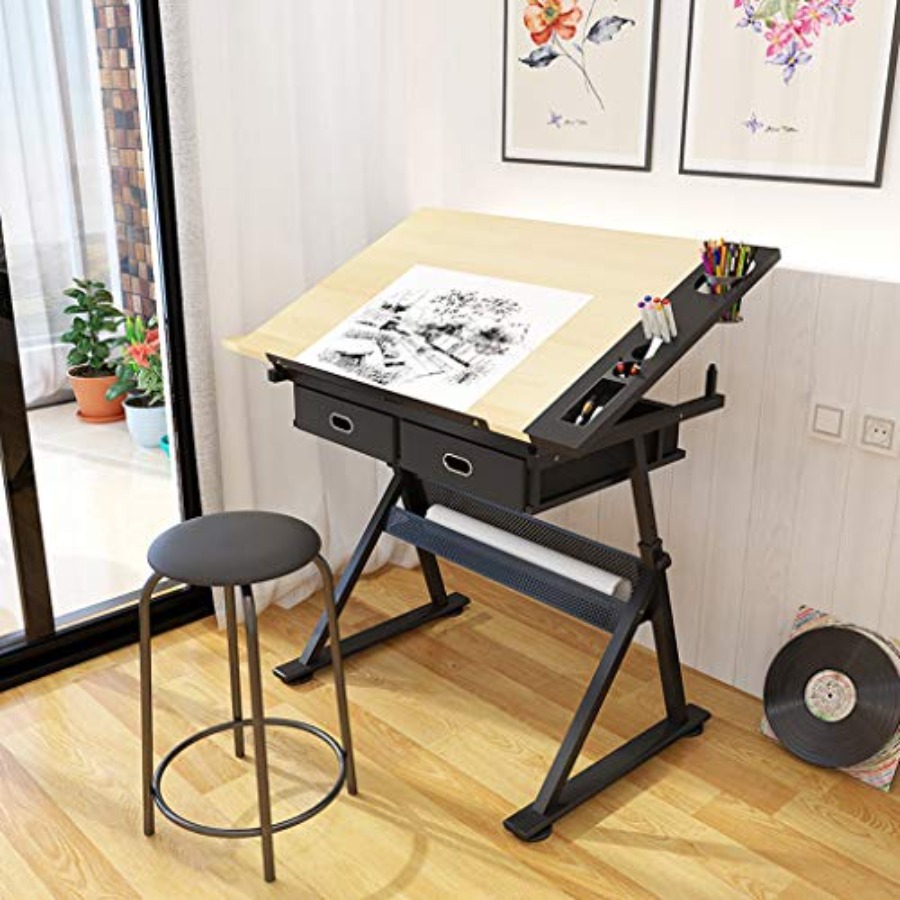 Drafting Table with Storage He - Art & Craft Fair บทวิจารณ์และราคา