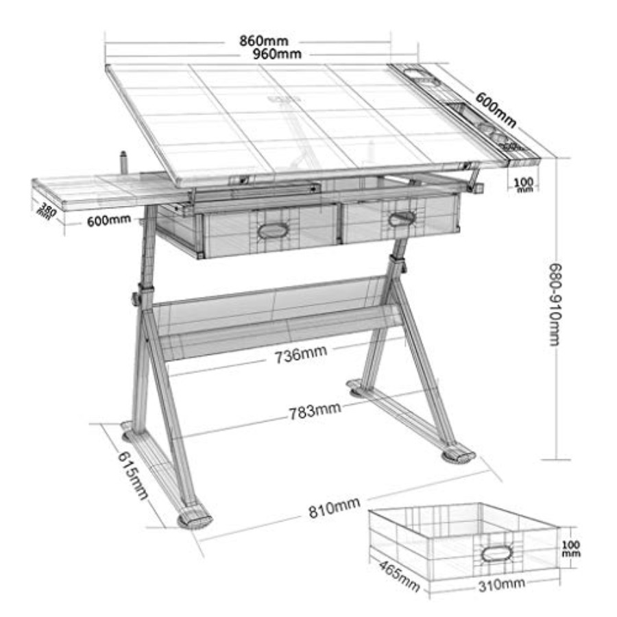 Drafting Table with Storage He - Art & Craft Fair บทวิจารณ์และราคา