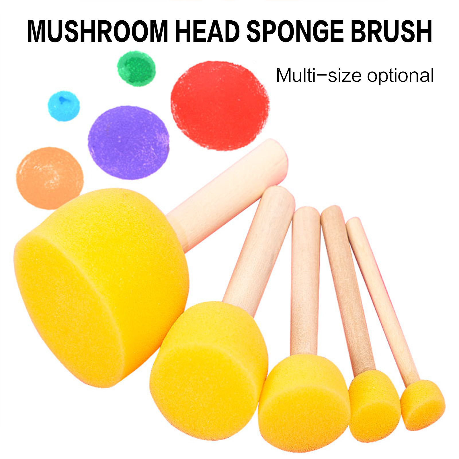 5pcs Round Stencil Sponge Wood - Art And Craft With Paint บทวิจารณ์และราคา