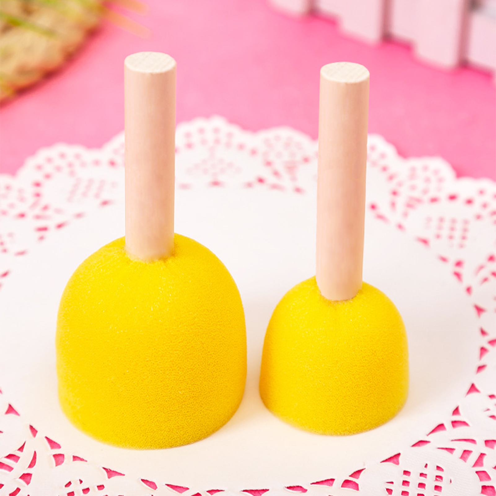5pcs Round Stencil Sponge Wood - Art And Craft With Paint บทวิจารณ์และราคา