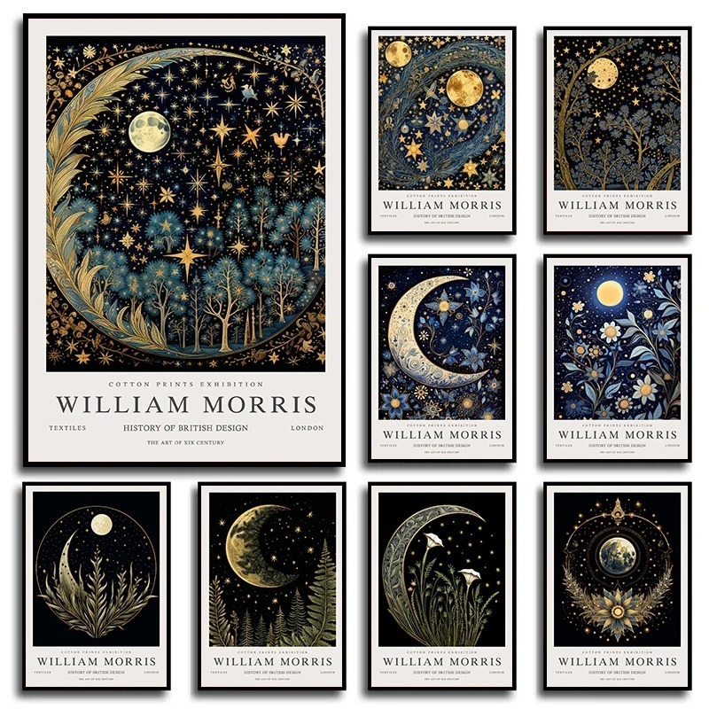 Vintage Moon and Stars William - Art Craft William Morris บทวิจารณ์และราคา
