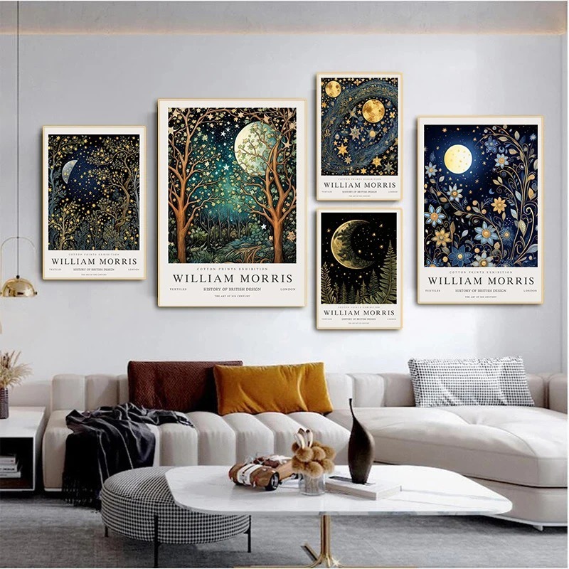 Vintage Moon and Stars William - Art Craft William Morris บทวิจารณ์และราคา