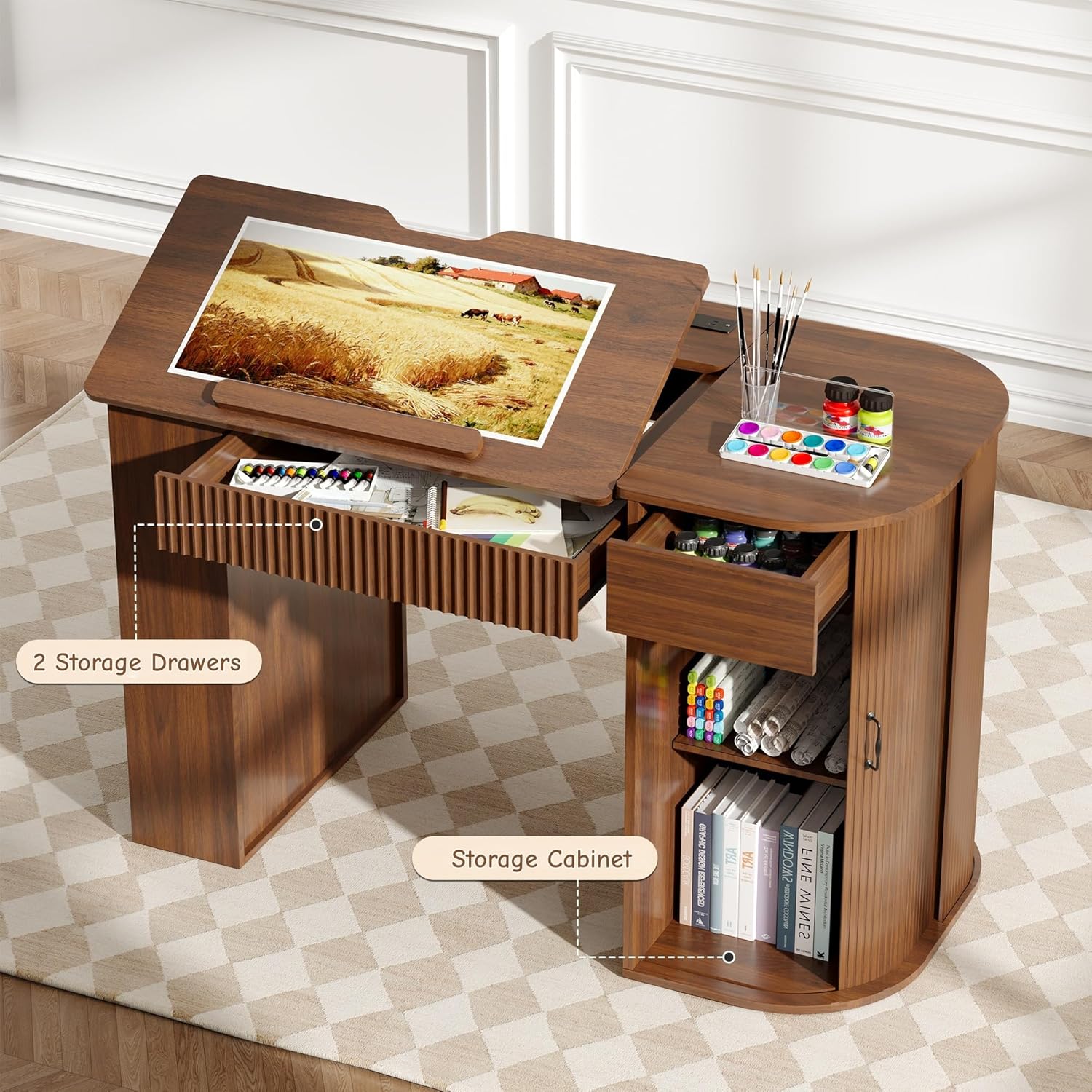 Drafting Table with Storage Ca - Art & Craft Fair บทวิจารณ์และราคา