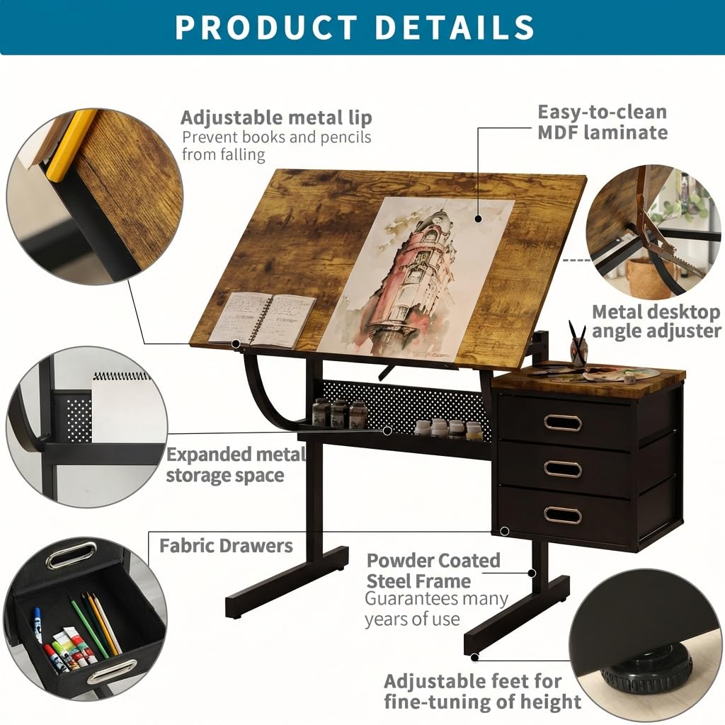 Adjustable Art Desk with Stora - Art & Craft Fair บทวิจารณ์และราคา