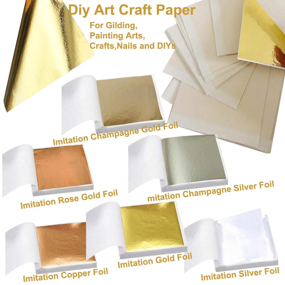 100Pc Colored Golds Leaf Sheet - Wallpaper Art And Craft บทวิจารณ์และราคา