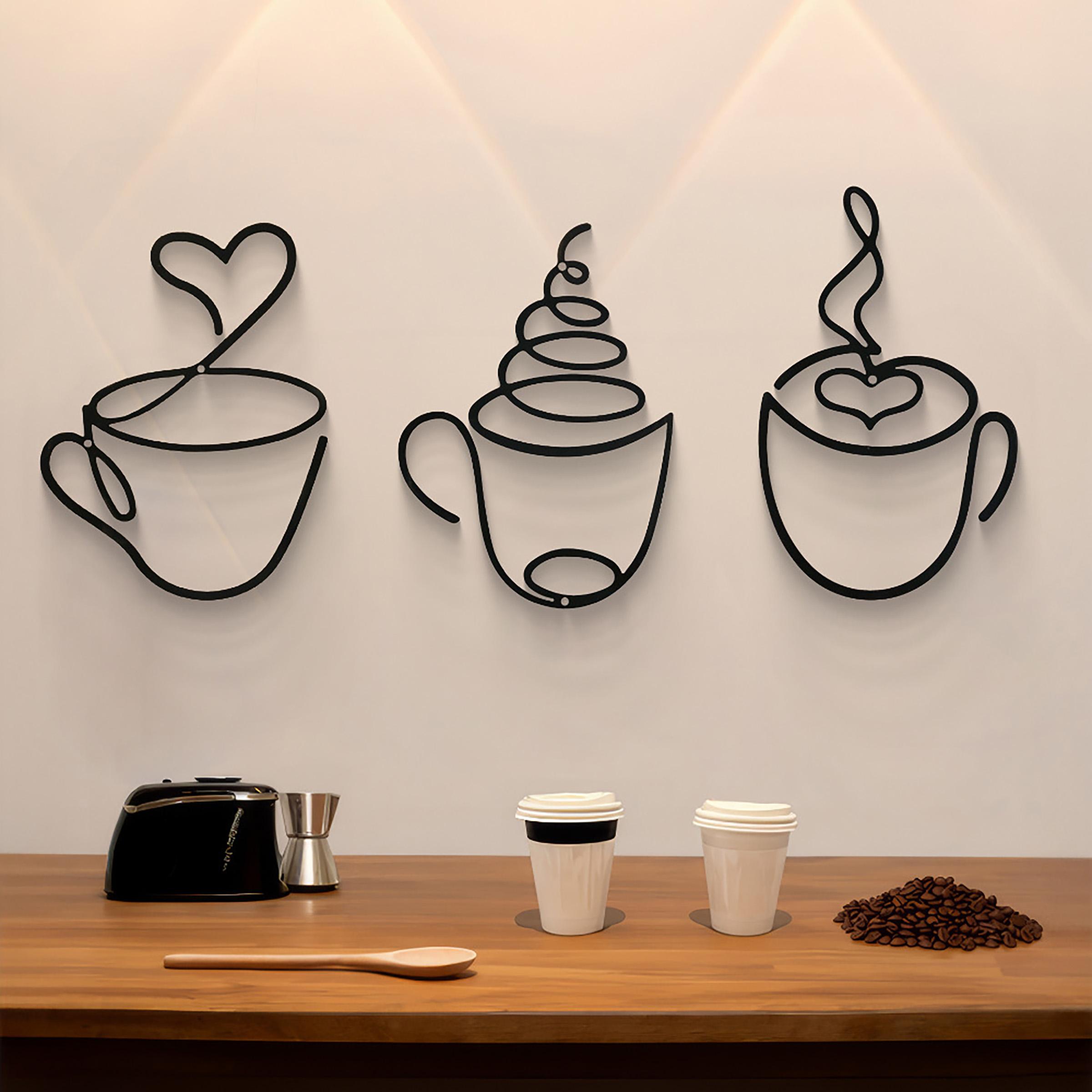 3-Piece Creative Coffee Wall H - Art Craft Website บทวิจารณ์และราคา