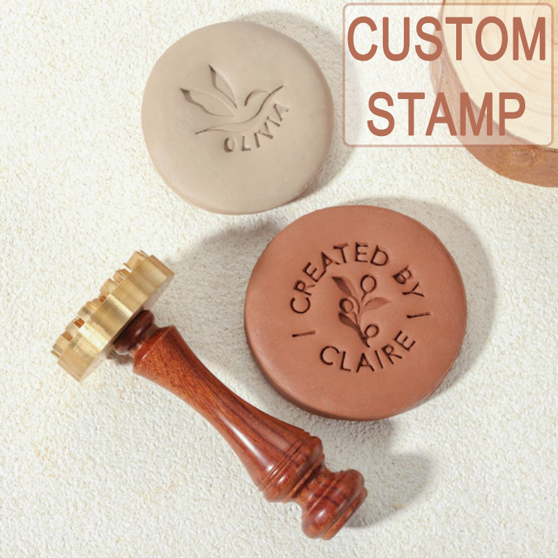 Custom Pottery Stamp for Clay, - Art Craft Logo Design บทวิจารณ์และราคา