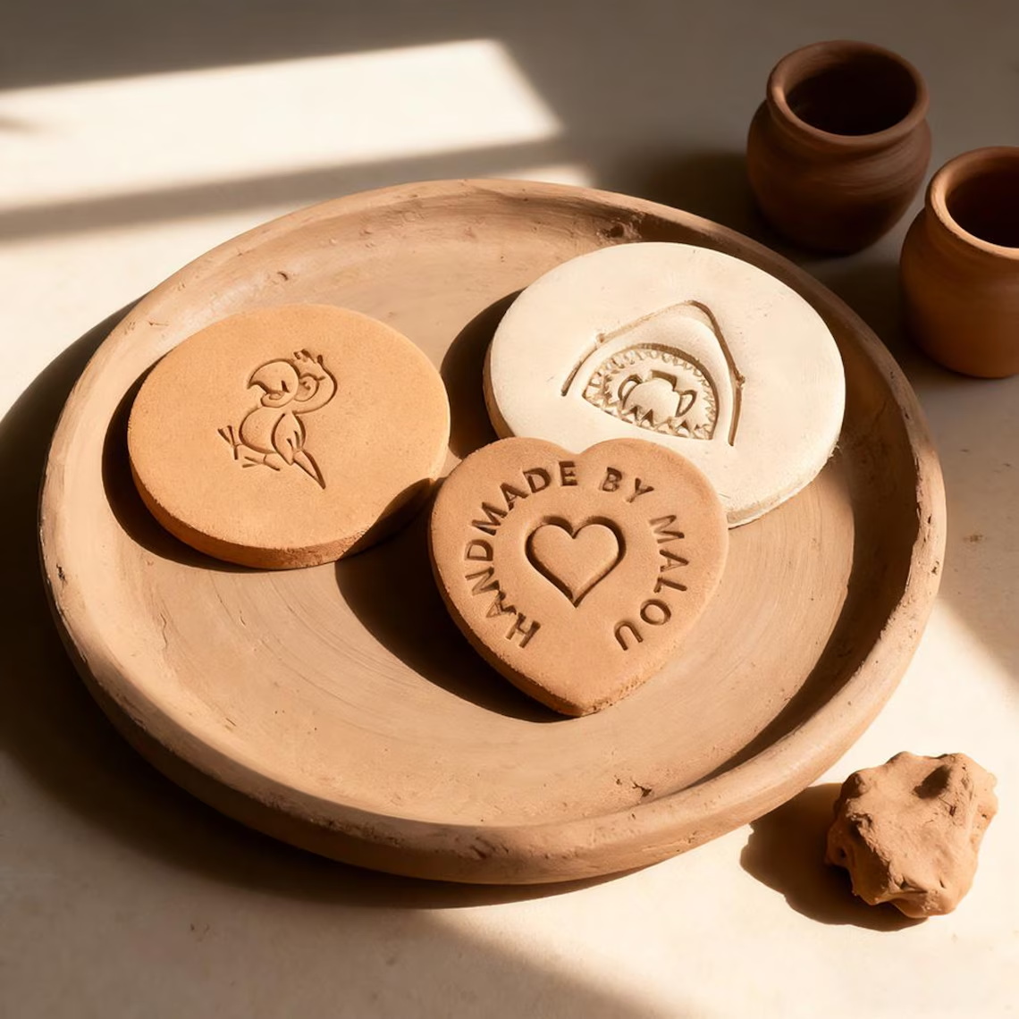 Custom Pottery Stamp for Clay, - Art Craft Logo Design บทวิจารณ์และราคา